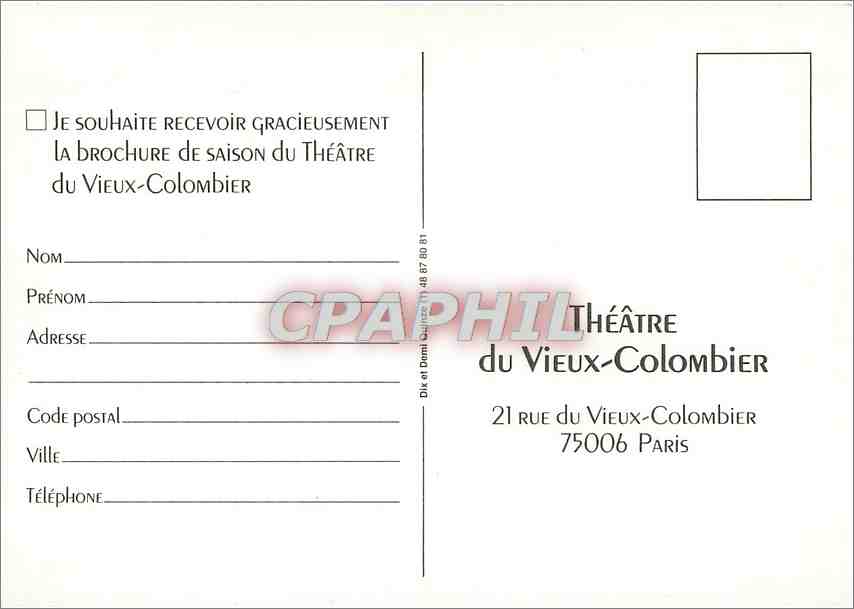 CPM Theatre Vieux Colombier Paris — Verso