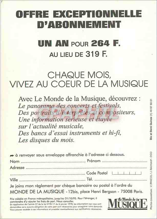 CPM Le monde de la Musique Jacobs Vedi Louis Couperin Chopin — Rückseite