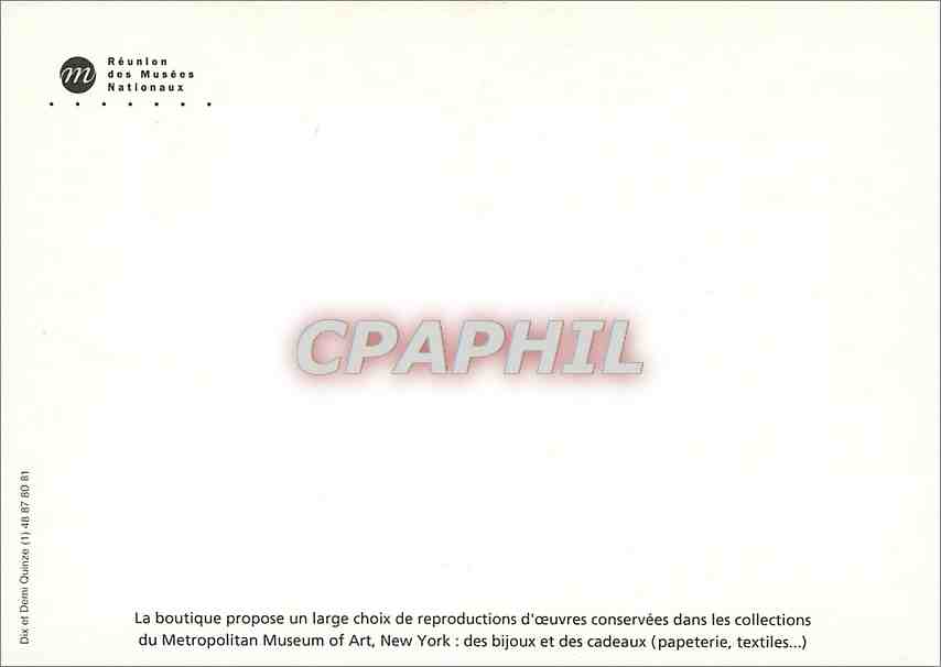 CPM Boutique du Metropolitain Museum of art New York Rue de Rivoli Paris — Verso