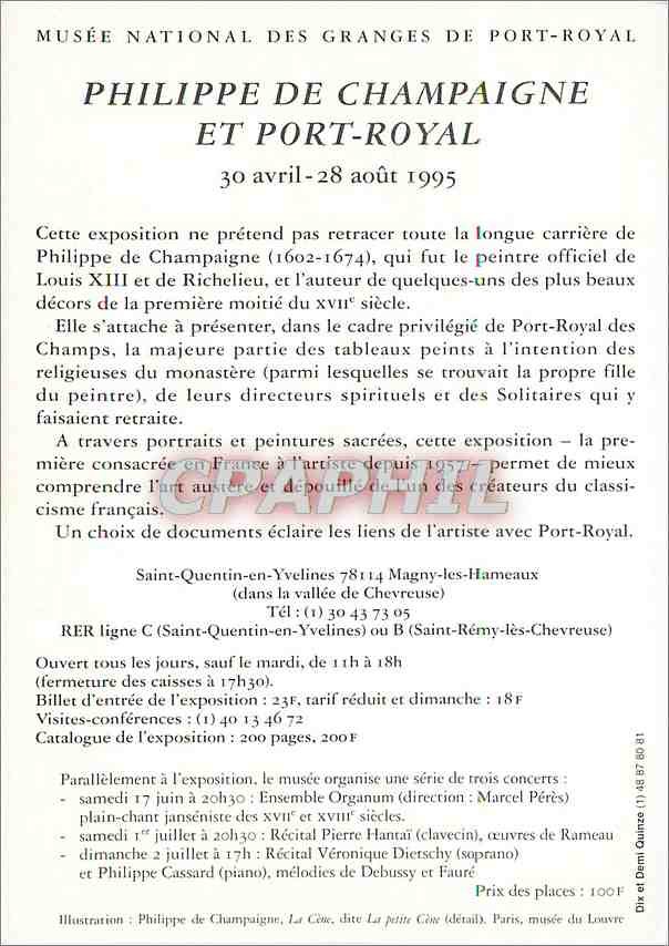 CPM Philippe de Champagne et Port Royal — Verso