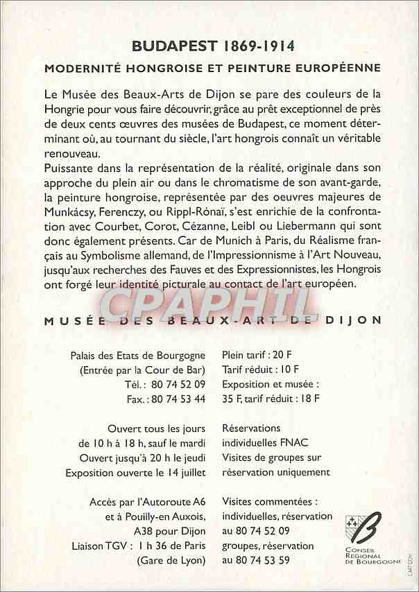 CPM Butapest 1869 1914 Dijon — Verso