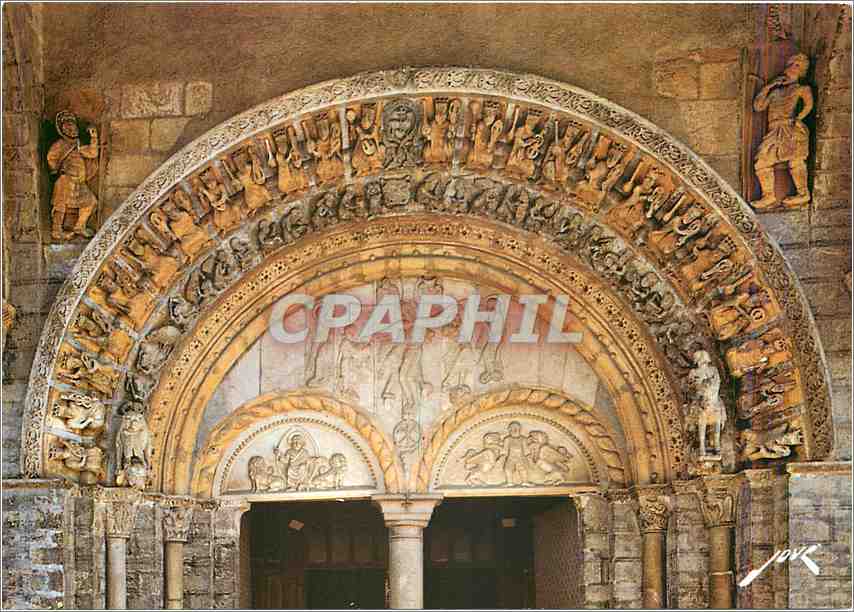 CPM Oloron Siante Marie Tympan du portail de la Cathedrale XIIe s