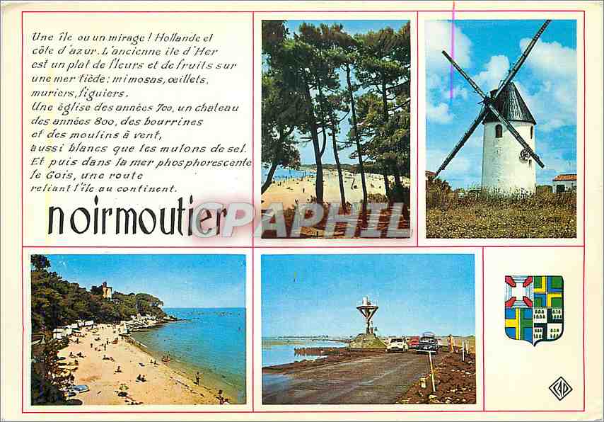 CPM Ile de Noirmoutier Plage des Sableaux Moulin de Barbatre Plage de l'Anse Rouge le Gois