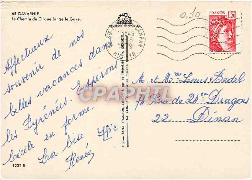 CPM Gavarnie le chemin du Cirque longe la Gave — Verso