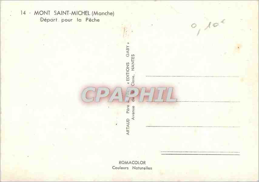 Mont Saint-Michel — Départ pour la Pêche — Éditions Gaby, Nantes — Rückseite