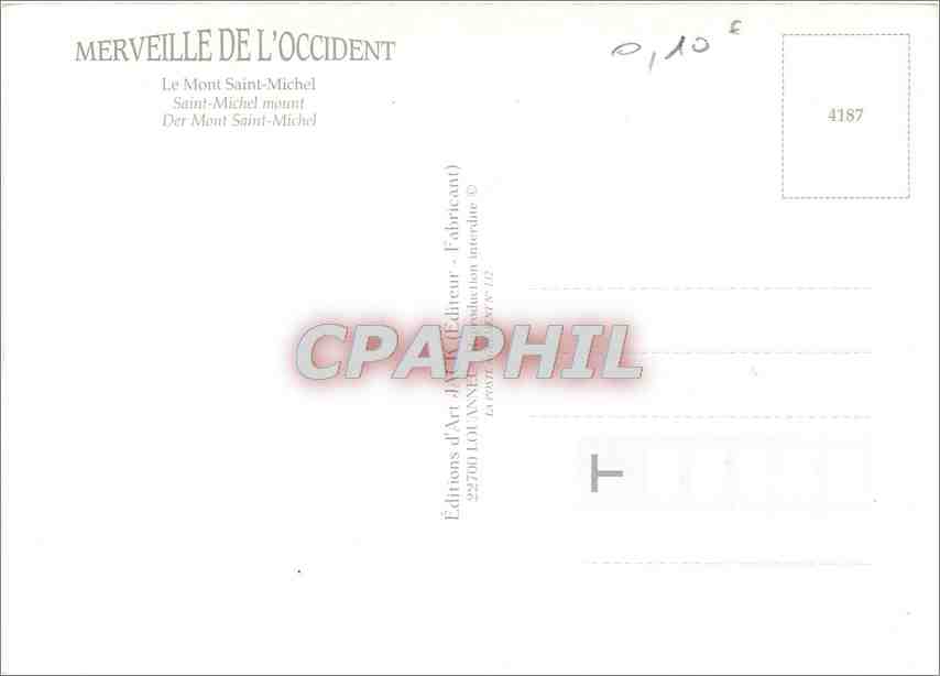 CPM Monte Saint Michel (Manche) Merveille de l'Occident — Verso
