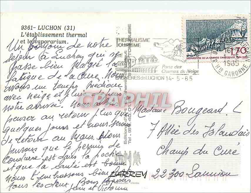 L'établissement thermal de Luchon — éditeur Éditions du Tourisme, n° 361 — Rückseite