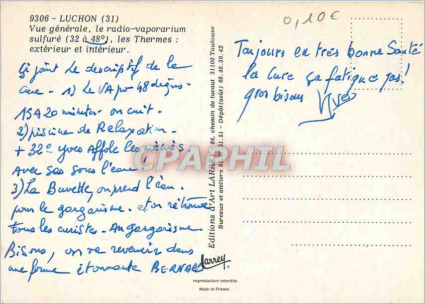 CPM Luchon (Haute Garonne) Vue generale le radio Vaporuim sulfure (32 a 48) les Thermes exterieur et — Rückseite