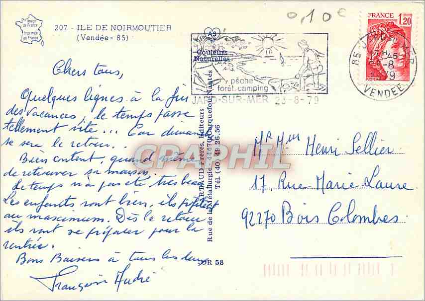 CPM Ile de Noirmoutier (Vendee) — Rückseite