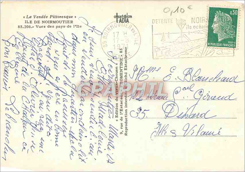 CPM Ile de Noirmoutier Vues des pays de l'Ile Barbatre Herbaudiere L'Epine La Gueriniere — Back