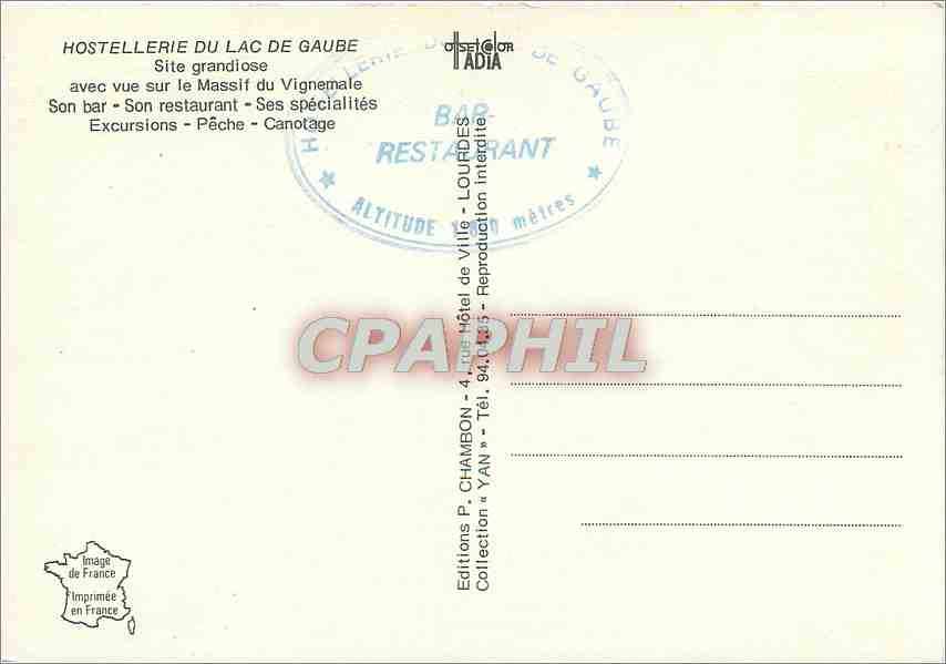 Lac de Gaube - Hostellerie et Restaurant — Éditions P. Chambon, Collection YAN — Back