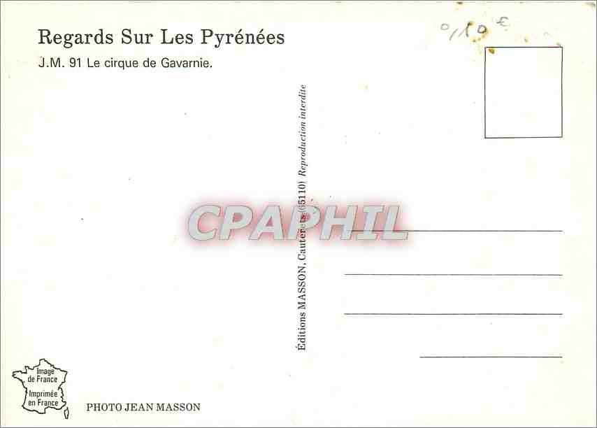 Le cirque de Gavarnie — Pyrénées — Éditions MASSON, n° (65110) — Rückseite