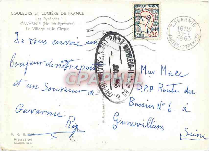 CPM Les Pyrenees Gavarnie (H P) Le Village et le Cirque — Verso