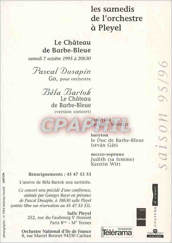 CPM Orchestre national d'ile de France Jacques Mercier — Rückseite