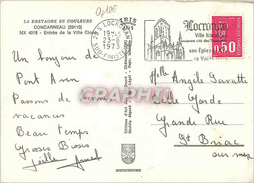 CPM Concarneau (S Finist) Entree de la ville Close — Rückseite