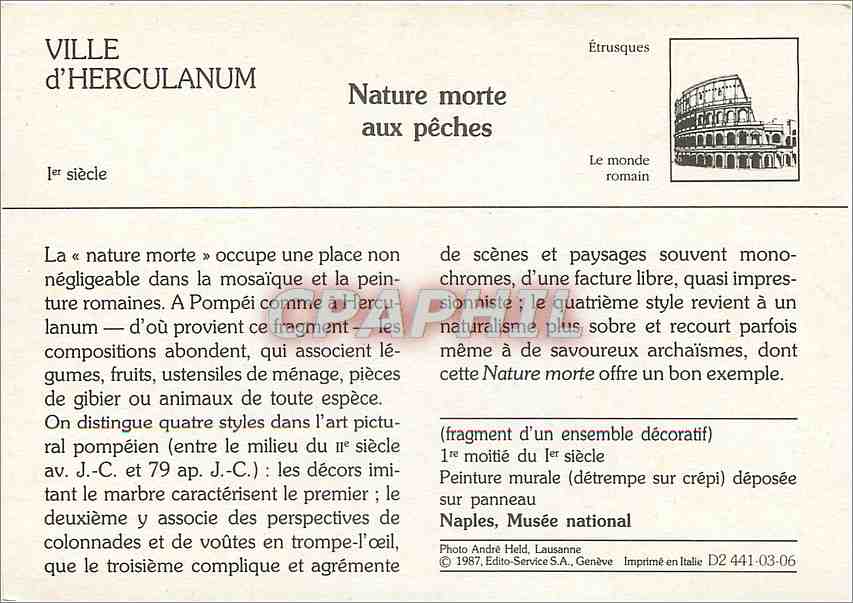 Nature morte aux pêches — Étrusques, 1er siècle — Édito-Service S.A., Genève — Back