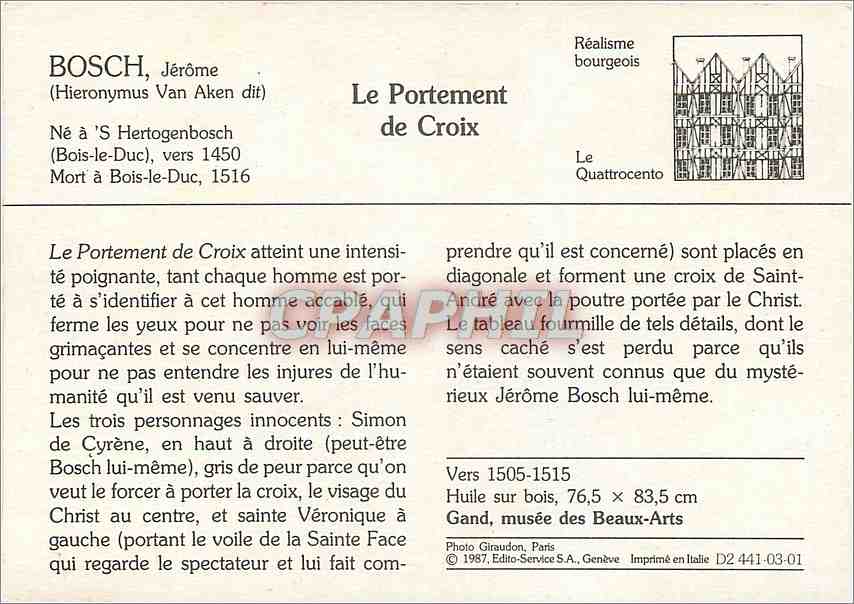 CPM Le Portement de Croix Bosch — Verso