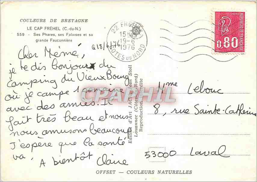 CPM le Cap Frehel (C du N) ses phares ses falaise et sa grande fauconniere — Rückseite