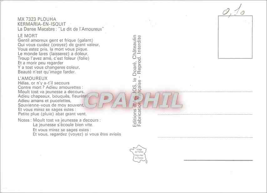 Kermaria-en-Isoût — Totentanz — Éditions d'Art IOS, Châteaulin — Rückseite