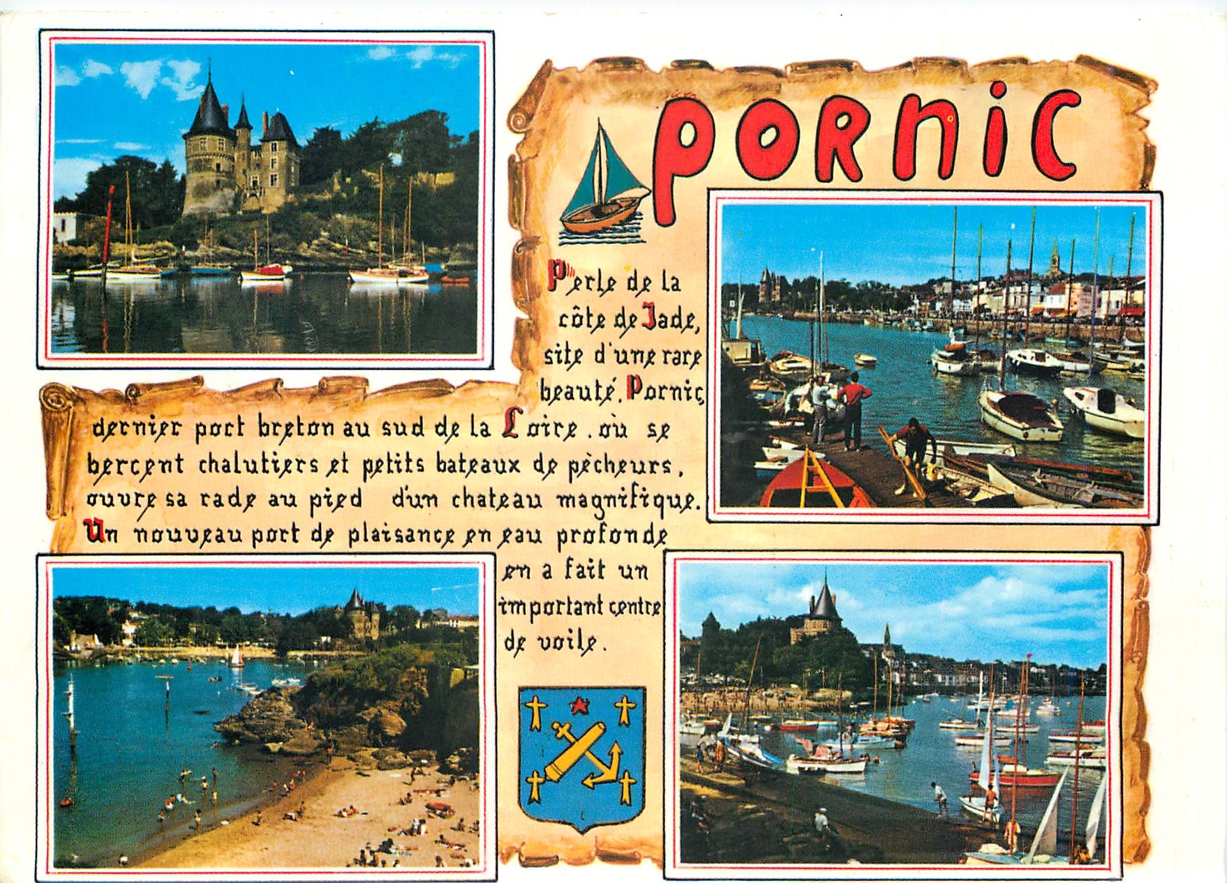 CPM Lumiere de la Cote de Jade Pornic vue sur le Port et le chateau