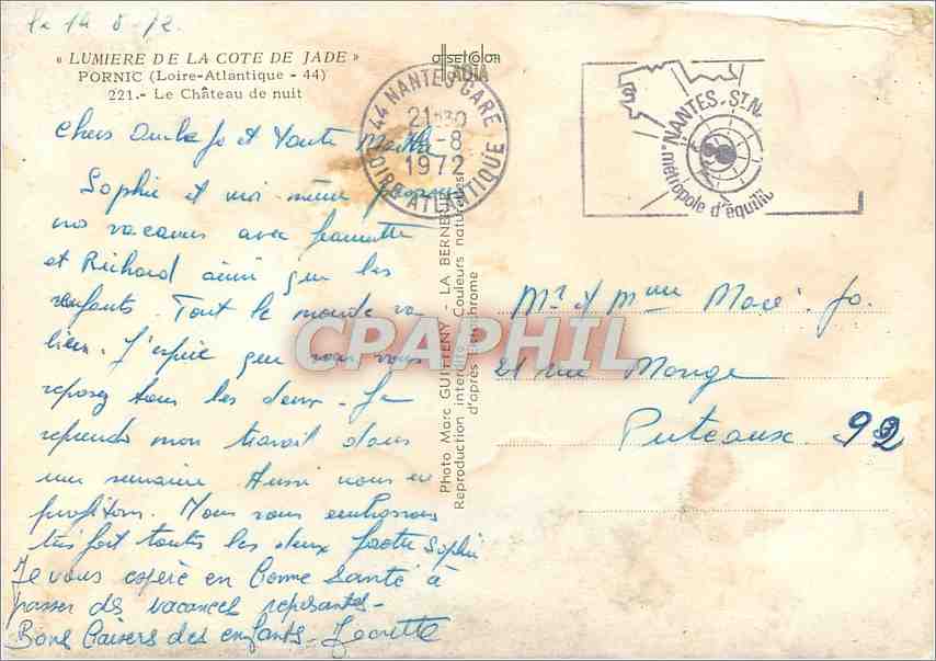 CPM Pornic (Loire Atlantique) Le chateau de nuit — Back