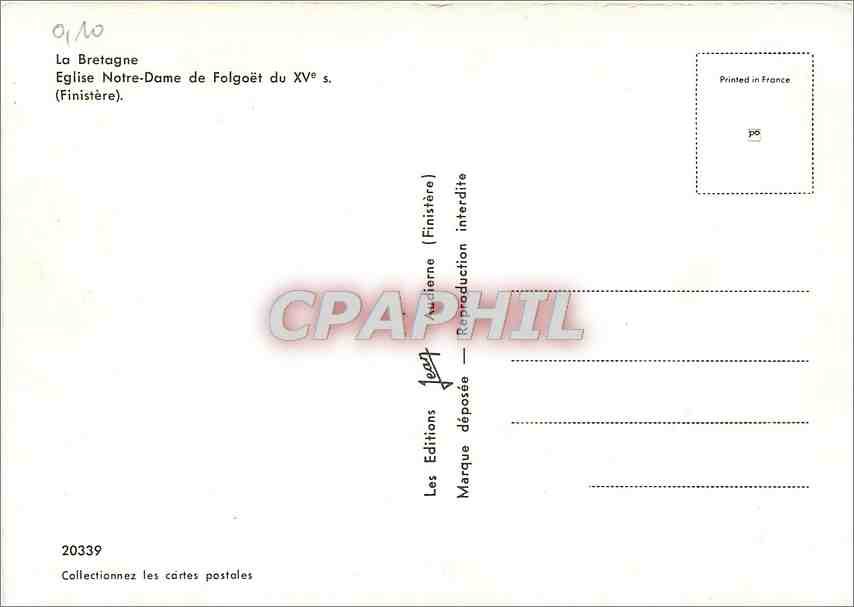 CPM La Bretagne Eglise N D de Falgoet du XVe s (Finistere) — Rückseite