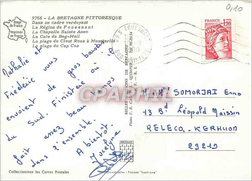 CPM La Region de Fouesnant — Rückseite