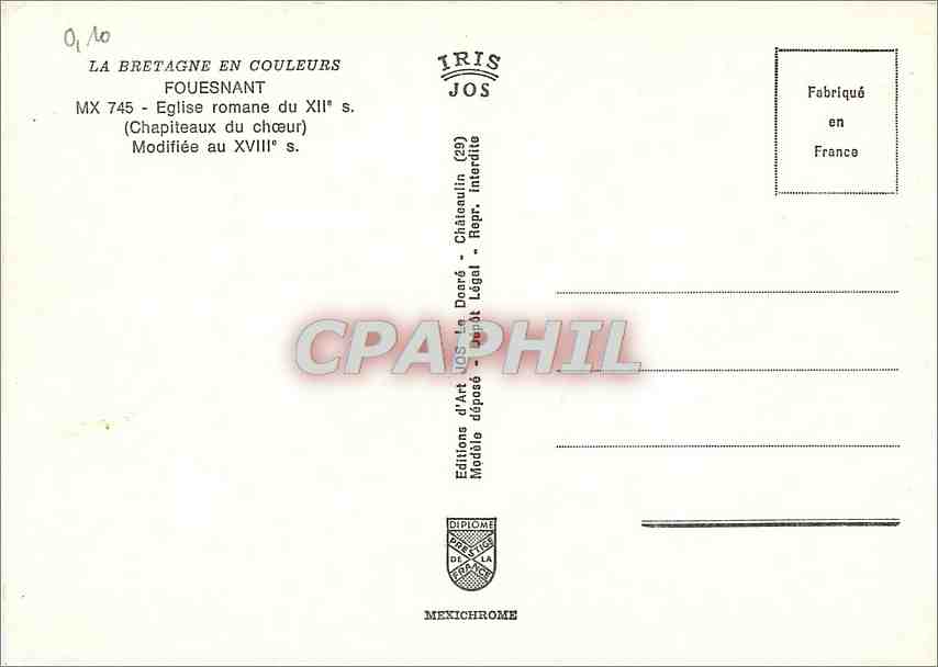 CPM Fouesnant Eglise Romane — Rückseite