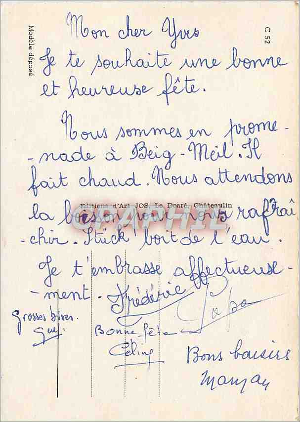 CPM Images de Fouesnant Beg Meil — Rückseite