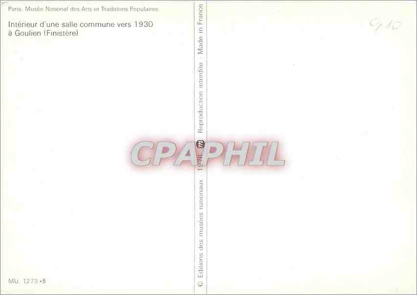 CPM Interieur d'une Salle commune vers 1930 a Goulien (Finistere) — Rückseite