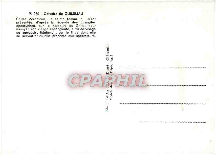 CPM Calvaire de Guimioliau Sainte Veronique — Back