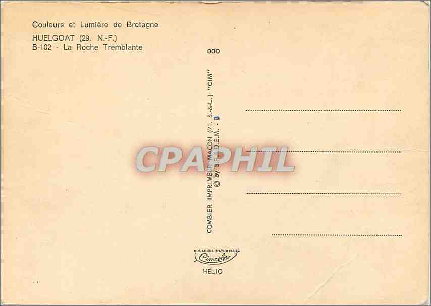 CPM Huelgoat ( N F) La roche Tremblante — Rückseite