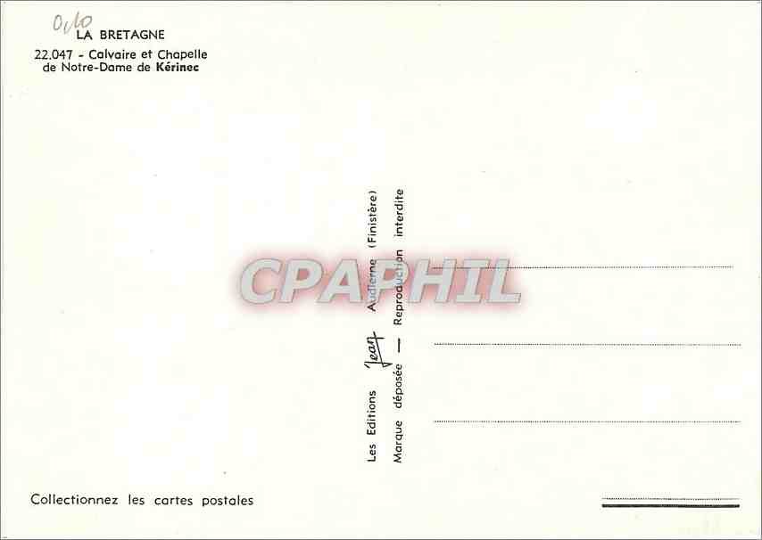 CPM La Bretagne Calvaire et chapelle de N D de Kerinec — Rückseite