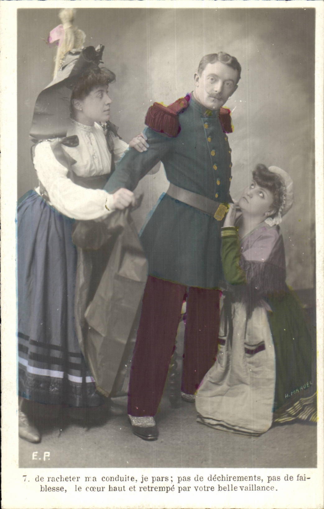 Escena teatral — Soldado y dos mujeres — H. MANUEL
