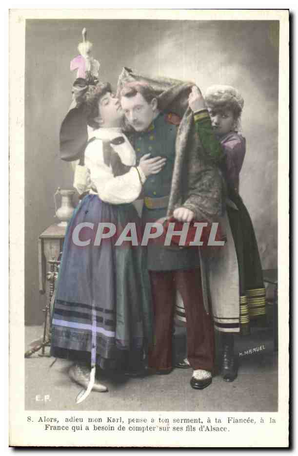 Soldado y dos mujeres — escena de despedida — H. MENUEL, n°8