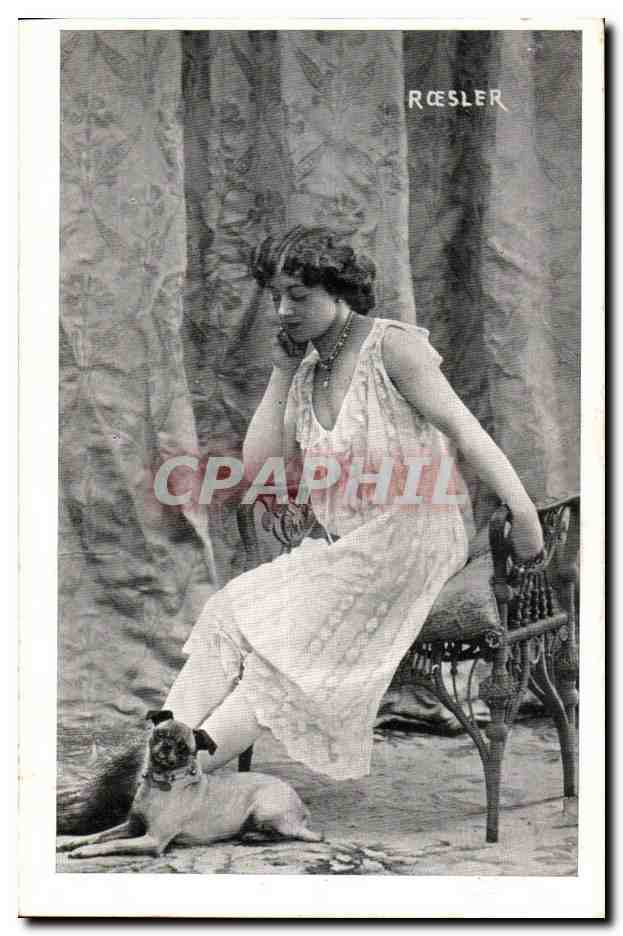 Femme avec chien — Rœsler — Éditeur Rœsler