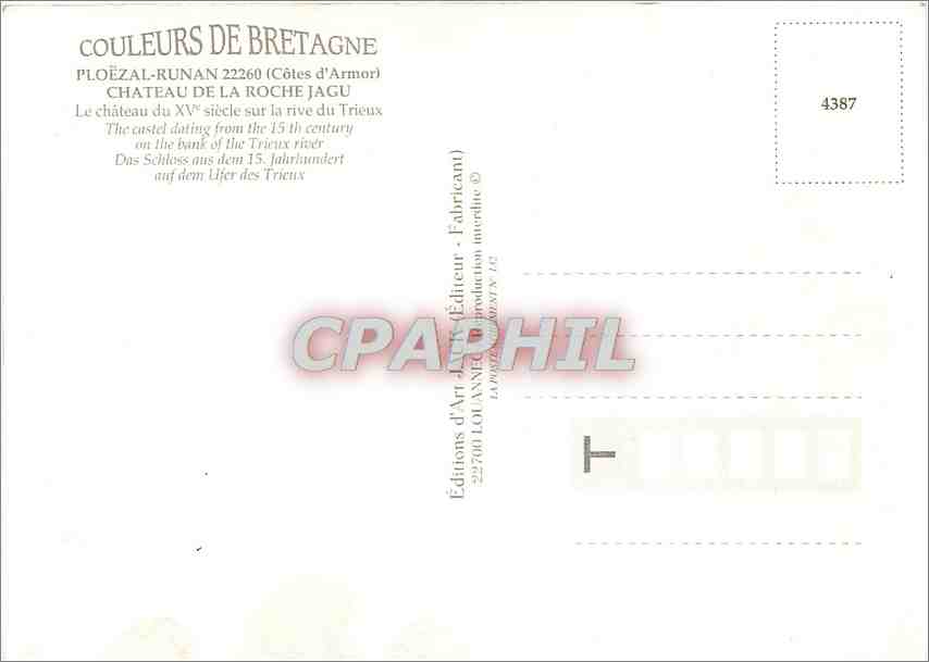 CPM Ploezal Runan (Cotes d'A) Chateau de la Roche jagu — Rückseite