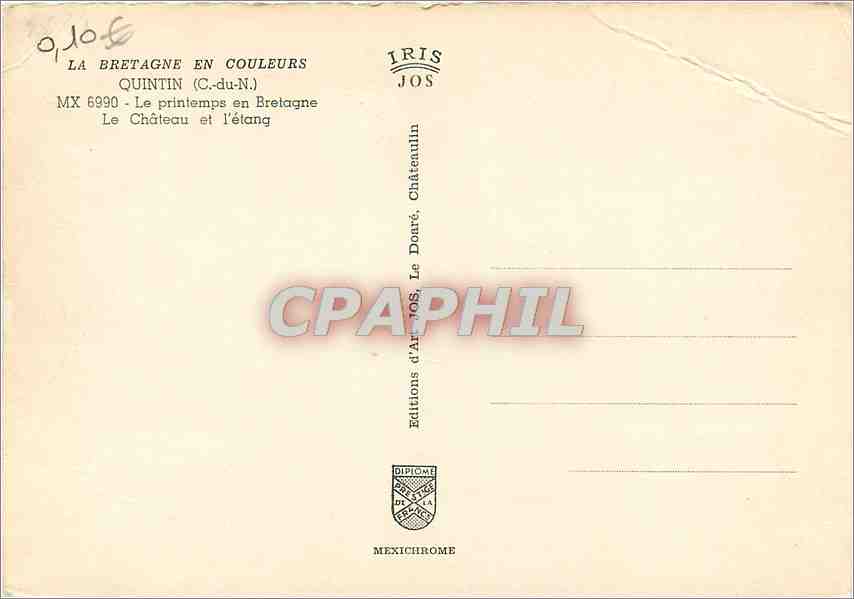 Le Château et l'étang — Quintin (C.-du-N.) — Éditions d'Art JOS — Reverso