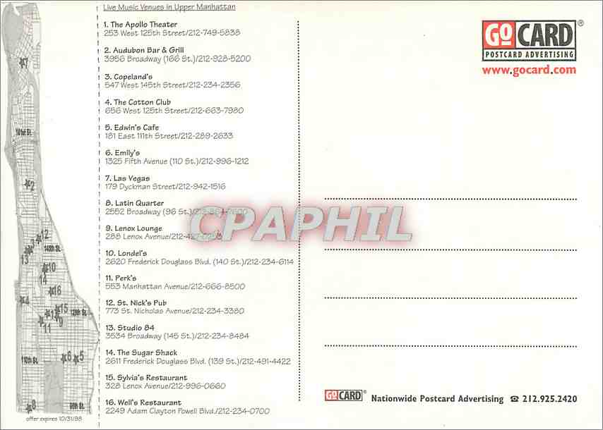CPM Uptown Summer 98 Upper Manhattan Jazz New York — Rückseite