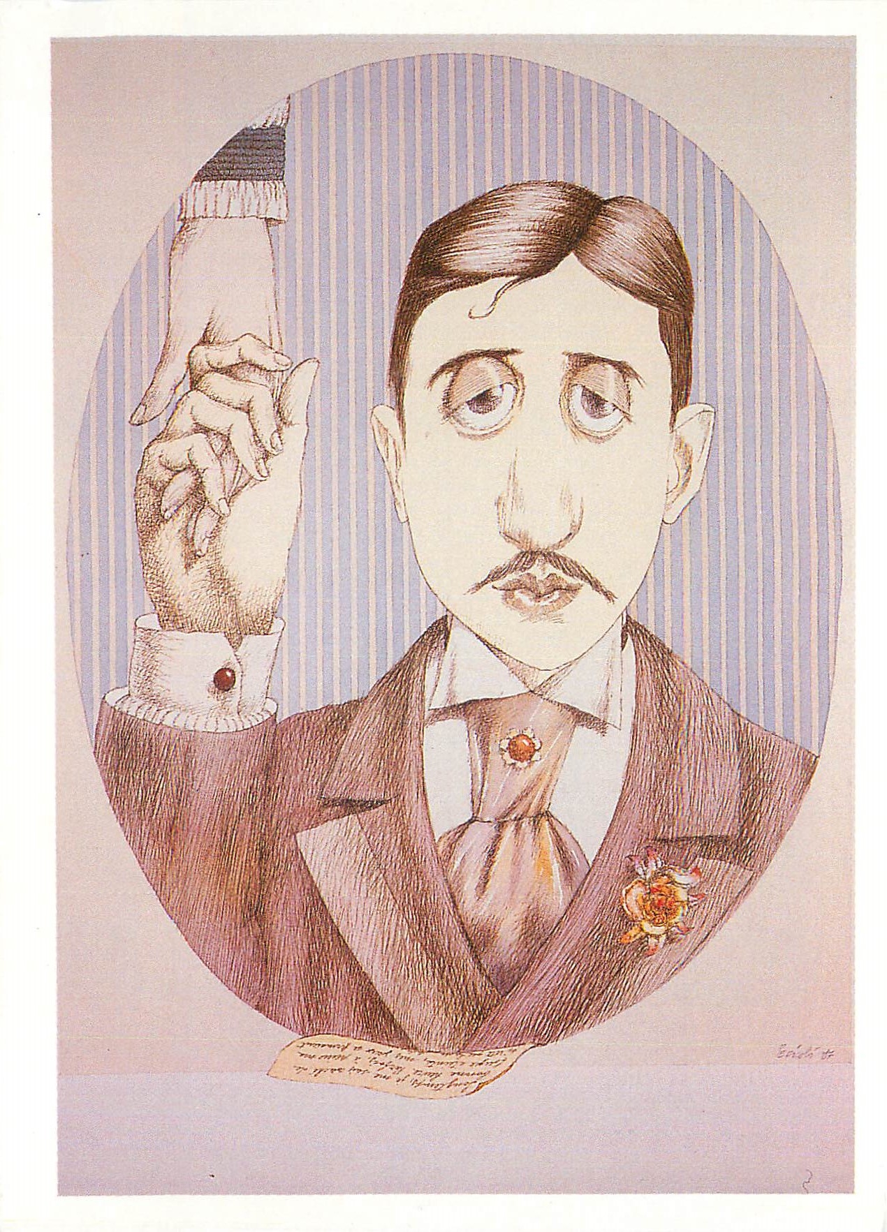 CPM Portraits d'Ecrivains Tullio Pericoli Centre Culturel Suedois Hotel de Marle Rue Payenne Paris