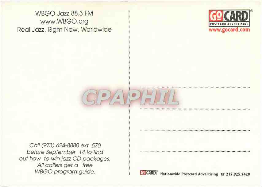 CPM Commercial Free 24 hours a day WBGO Jazz — Rückseite
