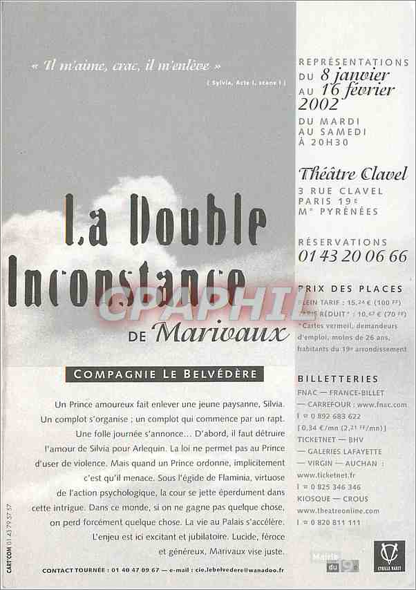 CPM Le Double incostance Theatre Clavel Compagnie Le Belvedere — Verso
