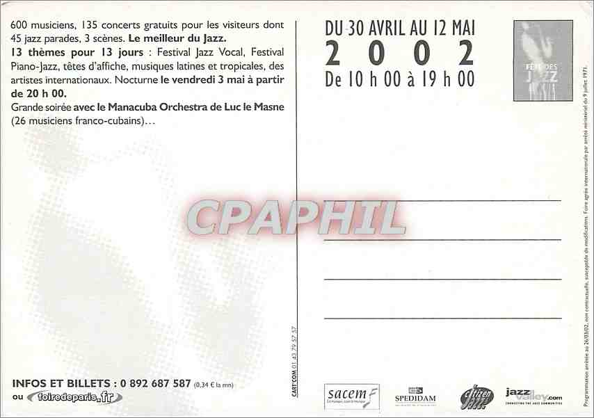 CPM Du 30 avril au 12 mai 2002 Paris Expo Porte Versailles — Rückseite