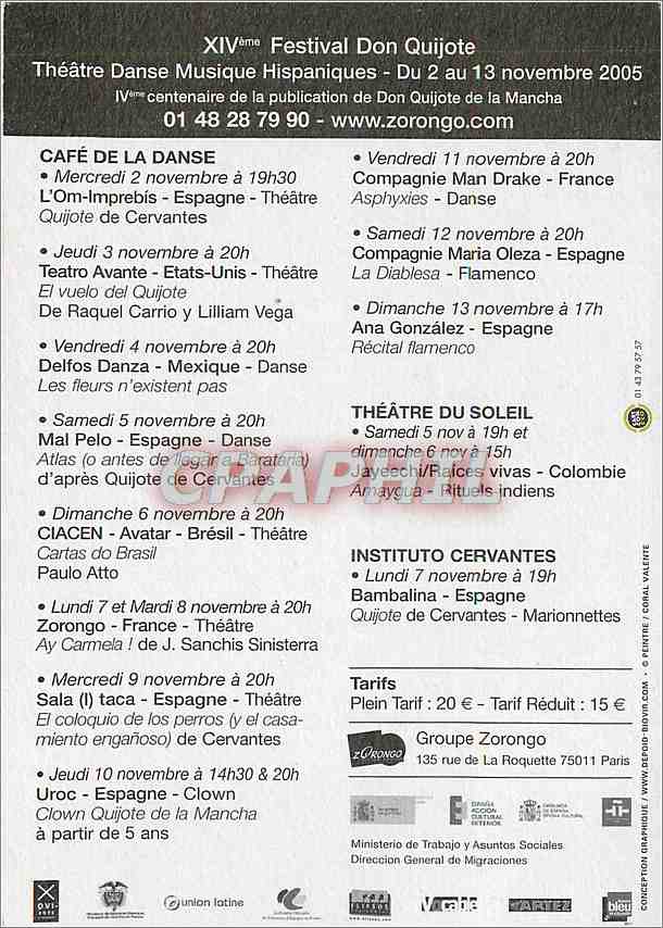 CPM 14 festival Don Quijote Theatre danse musique hispaniques — Verso