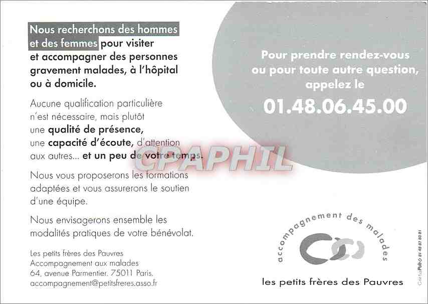 CPM Offrez un peu de temps a ceux qui sont malades Petits Freres des Pauvres — Verso
