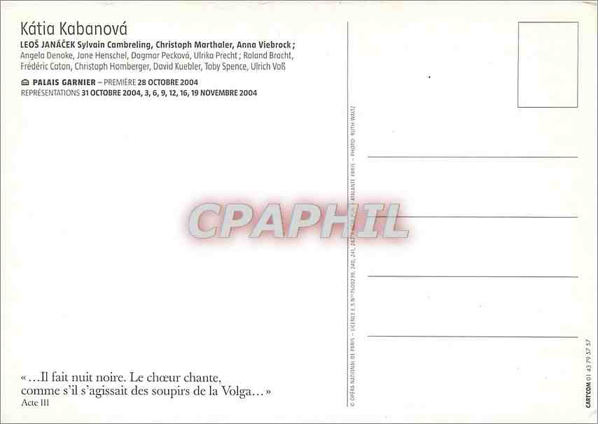 CPM Katia Kabanova Opera  — Back