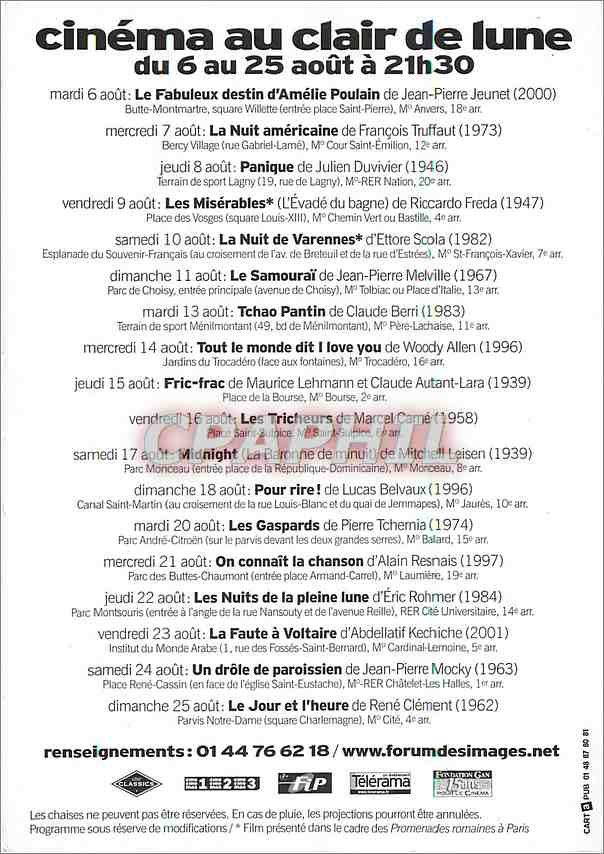 CPM Cinema au clair de Lune Forum des Images Paris — Back