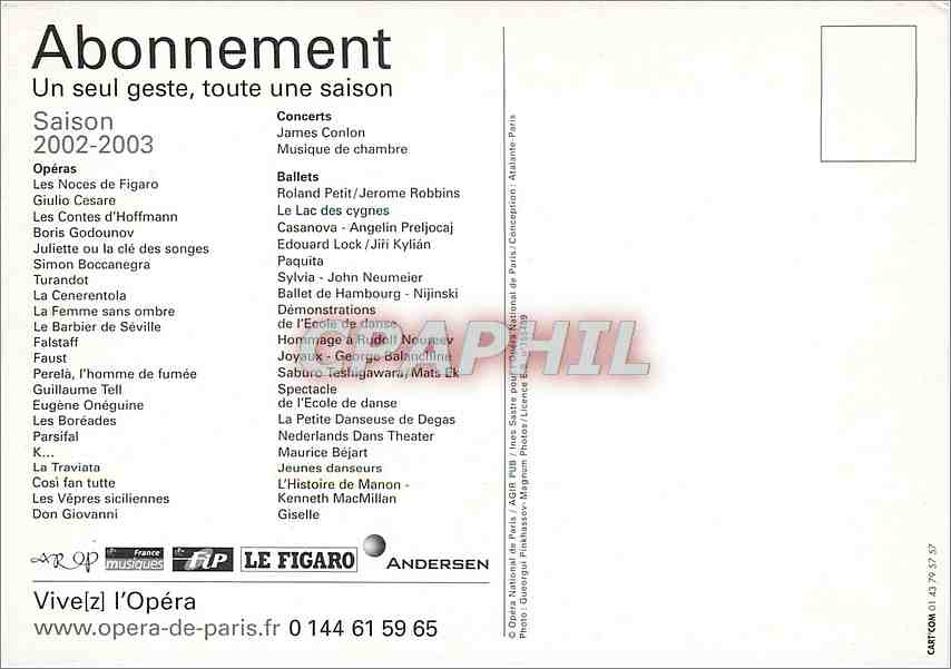 CPM Abonnee un seul geste toute un saison Opera Paris — Back