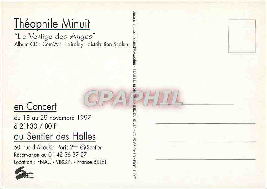 CPM Theophie Minuit en Concert Le Vertige des Anges — Rückseite