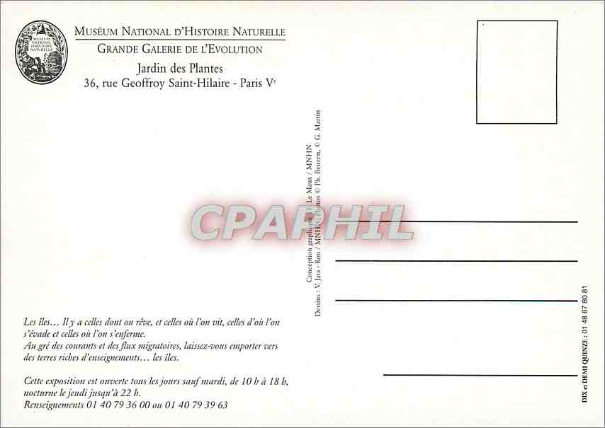 CPM Museum National d'Histoire Naturelle Iles — Rückseite